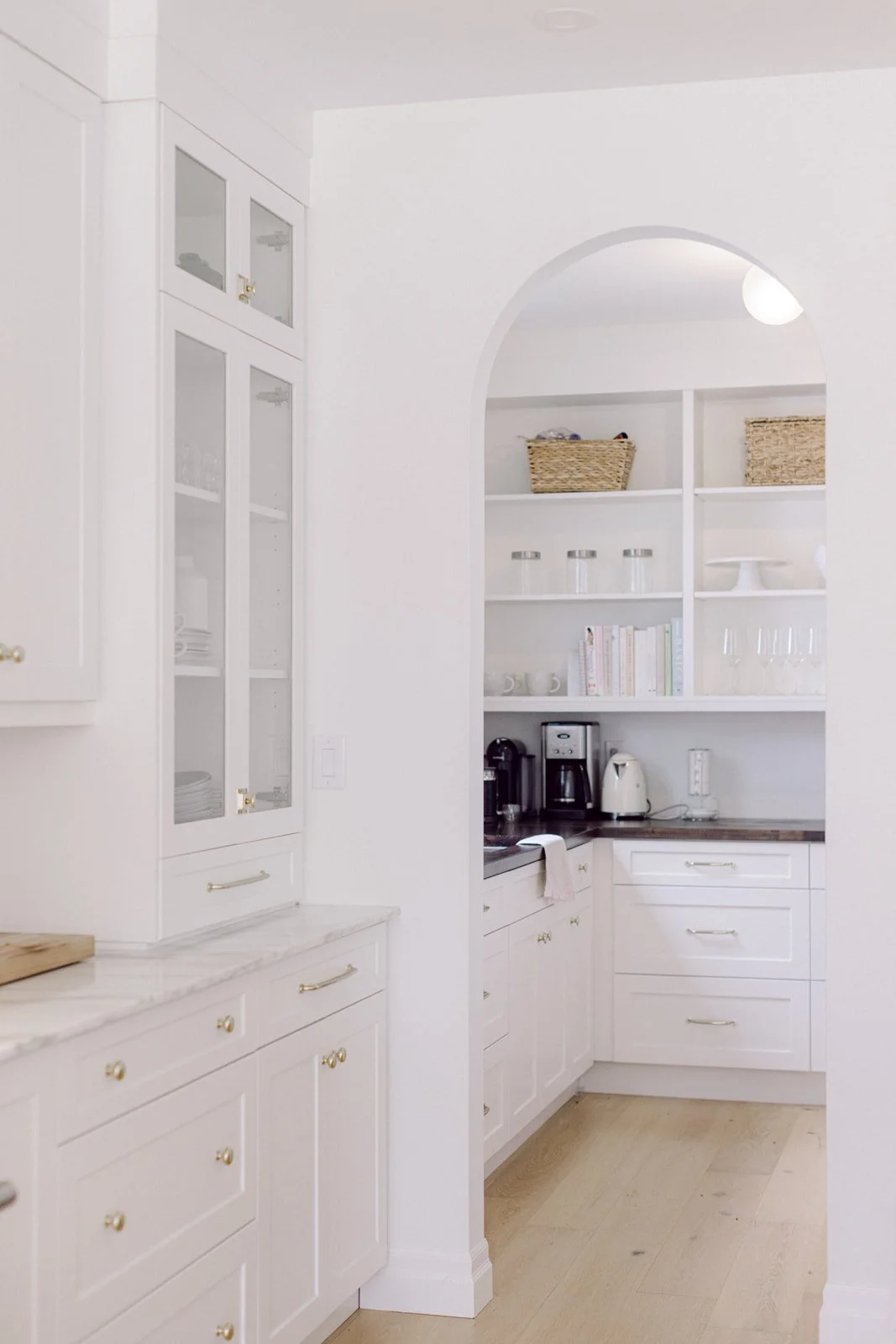 White and oak custom kitchen with island